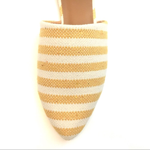 Last Pair Yellow Striped Mules Awning Stripe Flats - Picture 6 of 8